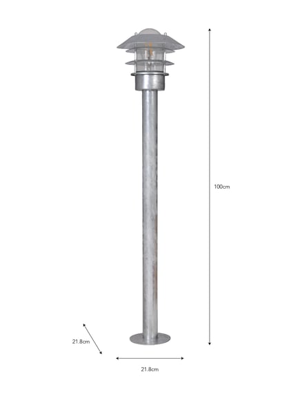 Towans Tall Garden Path Tower Light Silver Dimensions