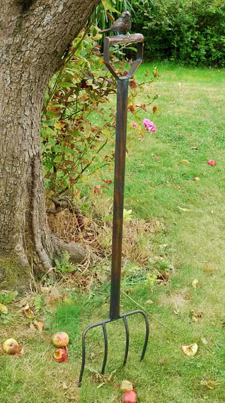 Bird on a Fork Metal Garden Ornament