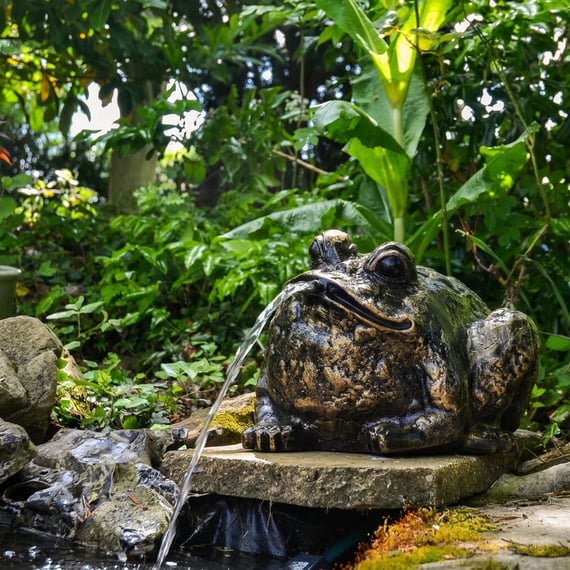 Bull Frog Fountain Metal Garden Ornament