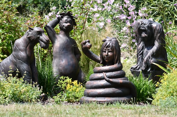 Large Jungle Book Garden Ornament Set of 4 in Garden Setting