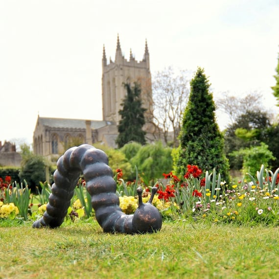 Large Caterpillar Metal Garden Ornament