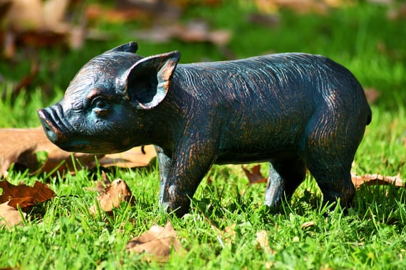 Standing Piglet Metal Garden Ornament