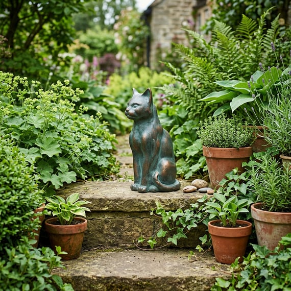 Sitting Cat Metal Garden Ornament