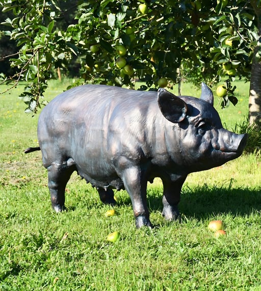 Standing Pig Metal Garden Ornament