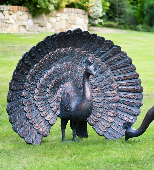 Strutting Peacock Metal Garden Ornament