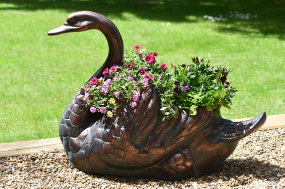 Swan Planter Metal Garden Ornament