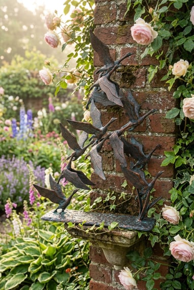 Swans in Flight Metal Ornament