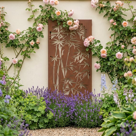 Bamboo Steel Decorative Garden Screen 0.7m