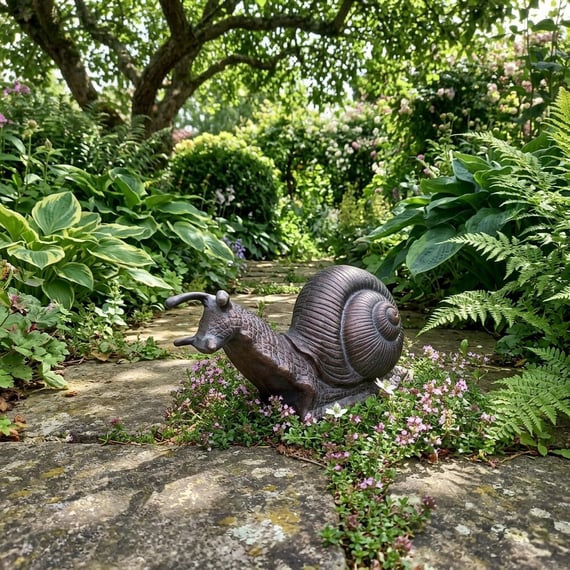 Giant Snail Bronzed Garden Ornament