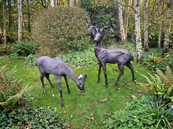 Stag and Doe Garden Sculptures Large