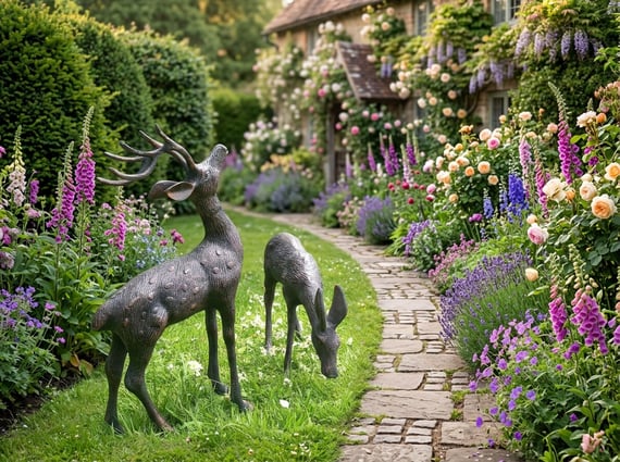 Stag and Doe Garden Sculptures Small