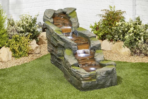Simmering Falls Stone Water Feature LED Lights