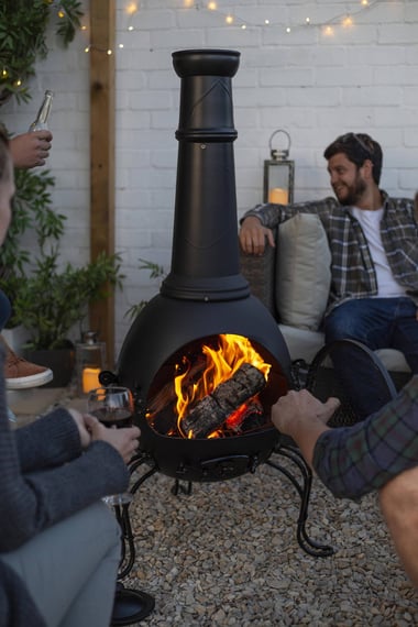 Extra Large Murcia Steel CHarcoal Chimenea with Grill