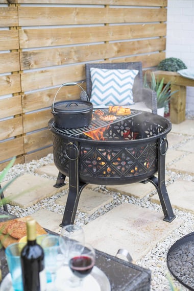 Moresque Steel Patio Firepit with Grill