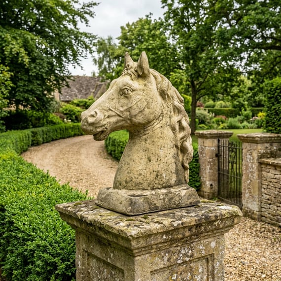 Horses Head Stone Statue