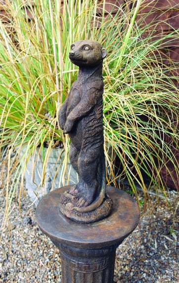 Stone Meerkat Statue in cast stone - umber view