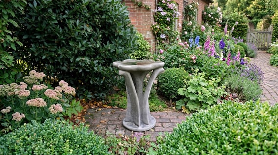 Flower Stone Birdbath