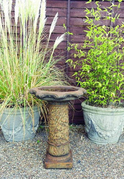 Vine Stone Birdbath in Umber