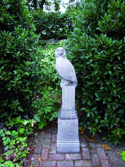 Stone Owl Statue in cast stone - slate view
