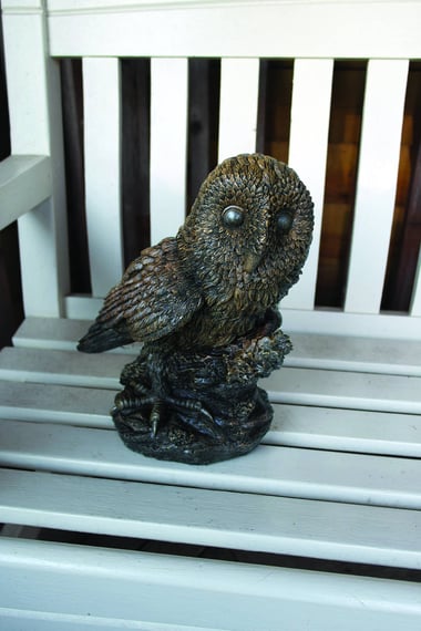Tawny Owl Statue in cast stone - umber view