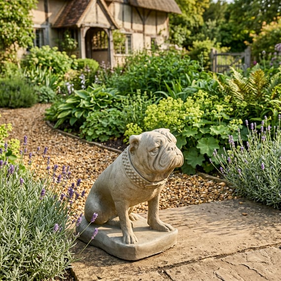 Bulldog Garden Statue