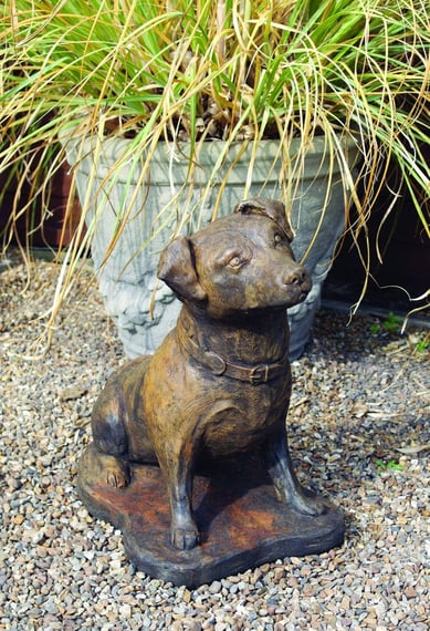 Terrier Garden Statue in Burnt Umber