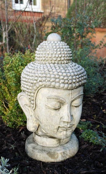Buddha Head Stone Statue Medium - Original View