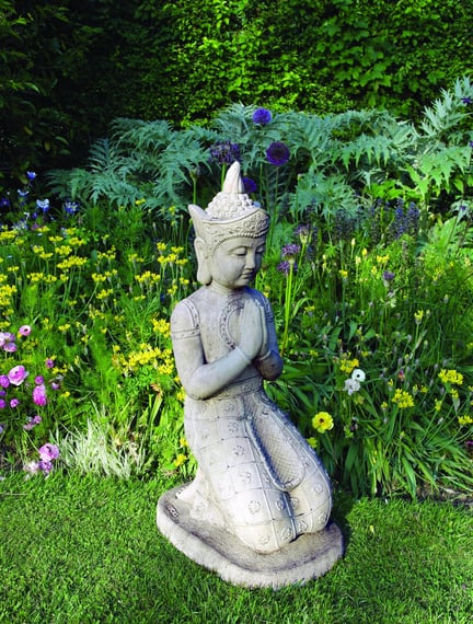 Kneeling Buddha Statue in cast stone