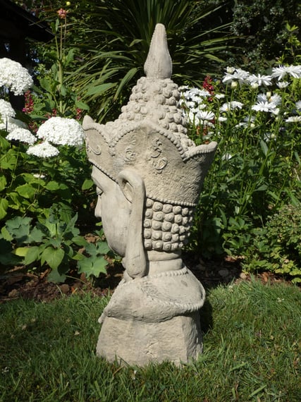 Large Thai Buddha Head Statue in Stone C0436 SIde