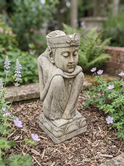 Lotus Deity Stone Statue