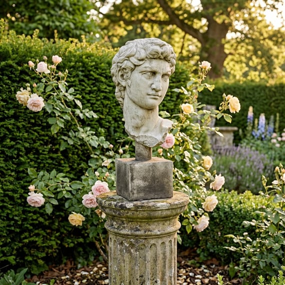 Bust of David Garden Ornament Cotswold Stone