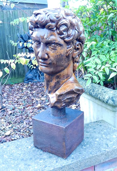 Bust of David Garden Ornament Burnt Umber