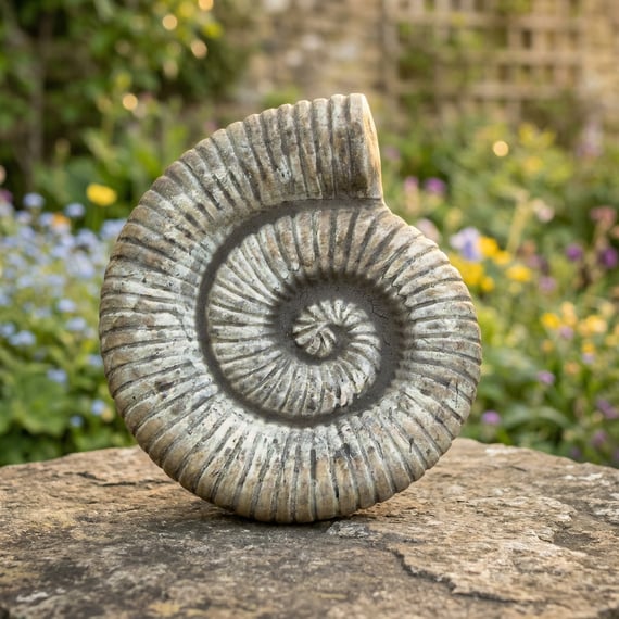 Large Stone Ammonite Garden Statue