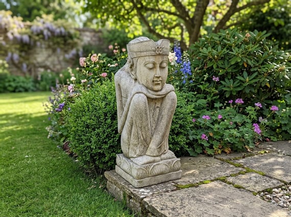 Lotus Deity Stone Statue