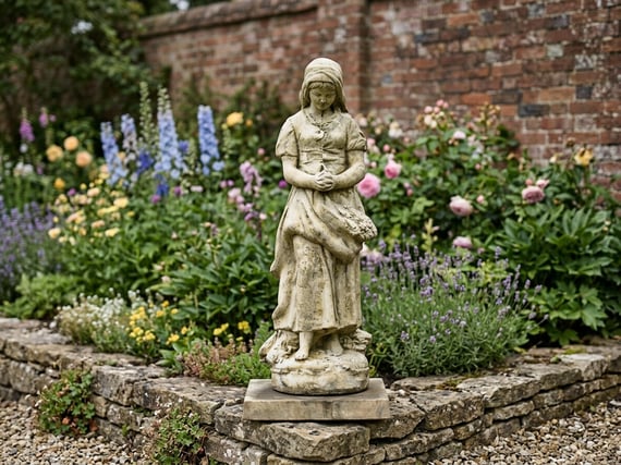 Peasant Girl Garden Statue