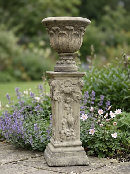 Vienna Cherub Motif Stone Garden Pedestal
