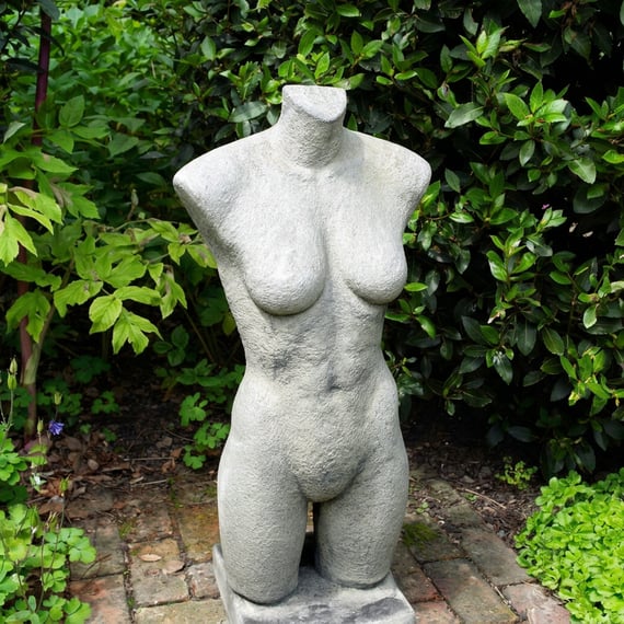 Female Torso Garden Statue in Cotswold Stone Garden Setting