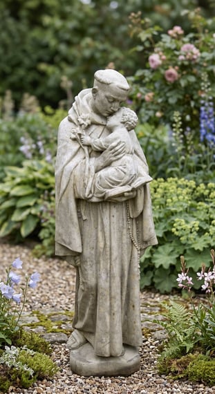 Saint Anthony Holding a Child Stone Garden Statue