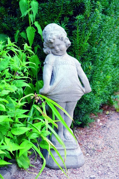 Victorian Girl Garden Statue in Aged Cotswold Stone