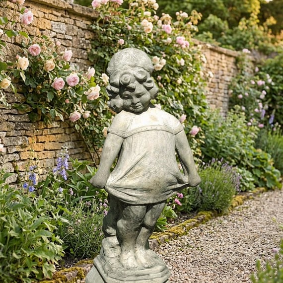 Large Victorian Girl Garden Statue