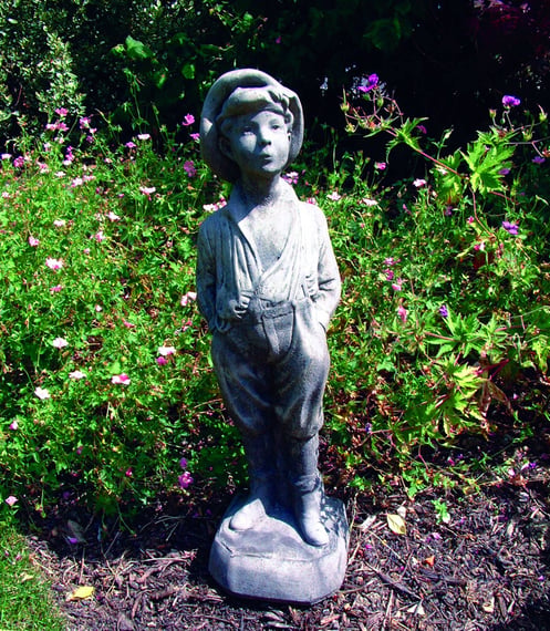 Whistling Urchin Garden Statue in cast stone