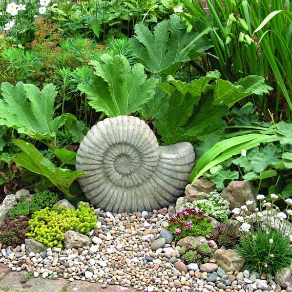 Grand Stone Ammonite Garden Statue