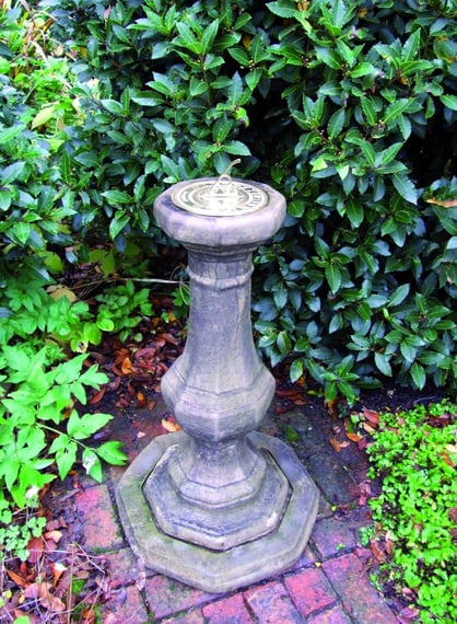 Brass Sundial on Stone Pedestal Original