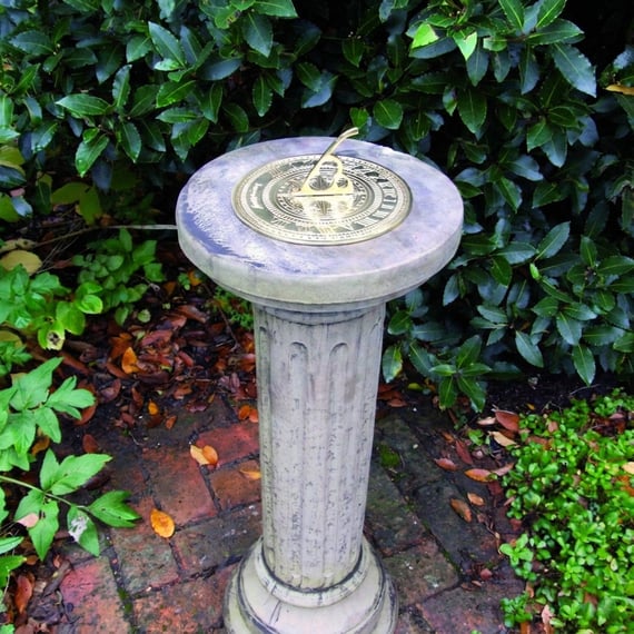 Brass Sundial on Brighton Stone Garden Pedestal