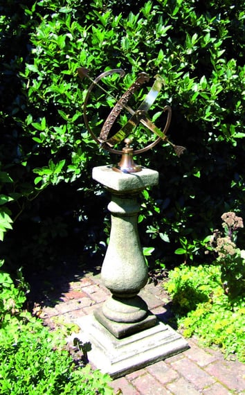 Large Armillary on Baluster Stone Garden Pedestal Original