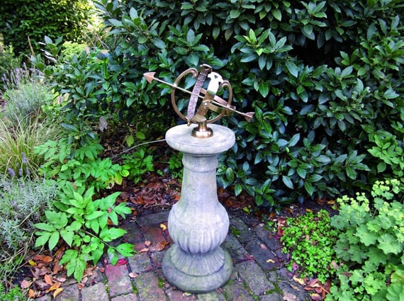 Medium Armillary on Victorian Stone Garden Pedestal