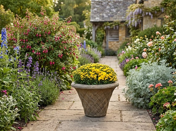 Thatched Stone Garden Urn 