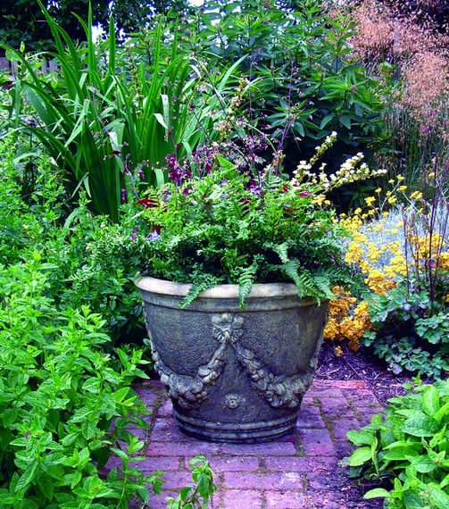 Large Swaggered Stone Garden Vase in cast stone
