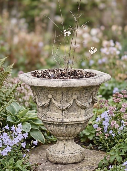 Octagonal Draped Stone Vase
