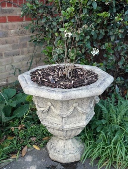Octagonal Draped Stone Vase in cast stone